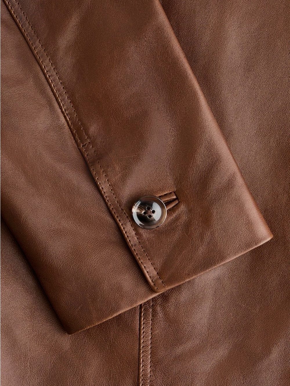 H&M Premium Selection Leather Jacket For Women (Brown) XS - Picture 7 of 12